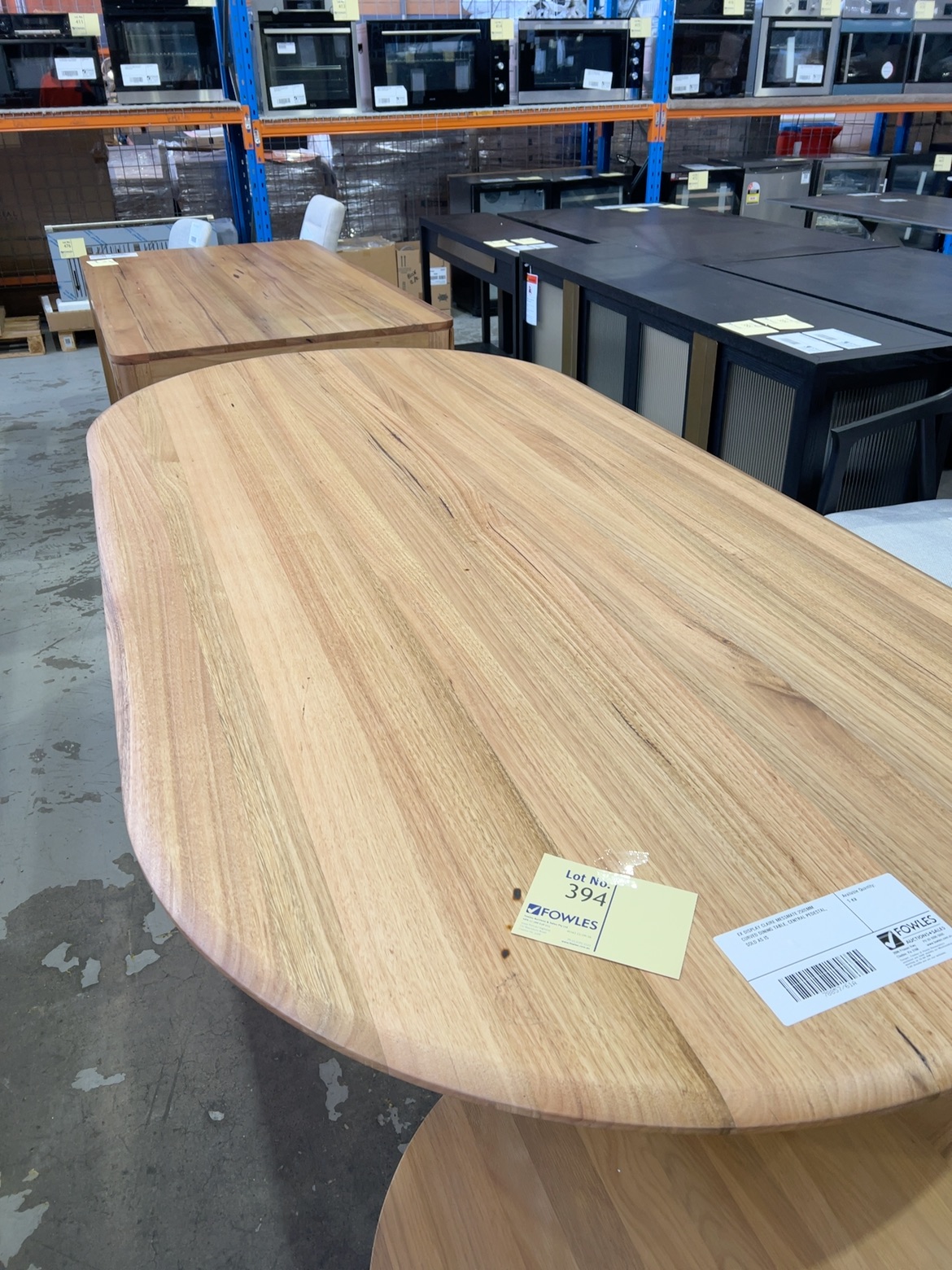 EX DISPLAY CLAIRE MESSMATE 2500MM CURVED DINING TABLE, CENTRAL PEDESTAL, SOLD AS IS EX DISPLAY CLAIRE MESSMATE 2500MM CURVED DINING TABLE, CENTRAL PEDESTAL, SOLD AS IS