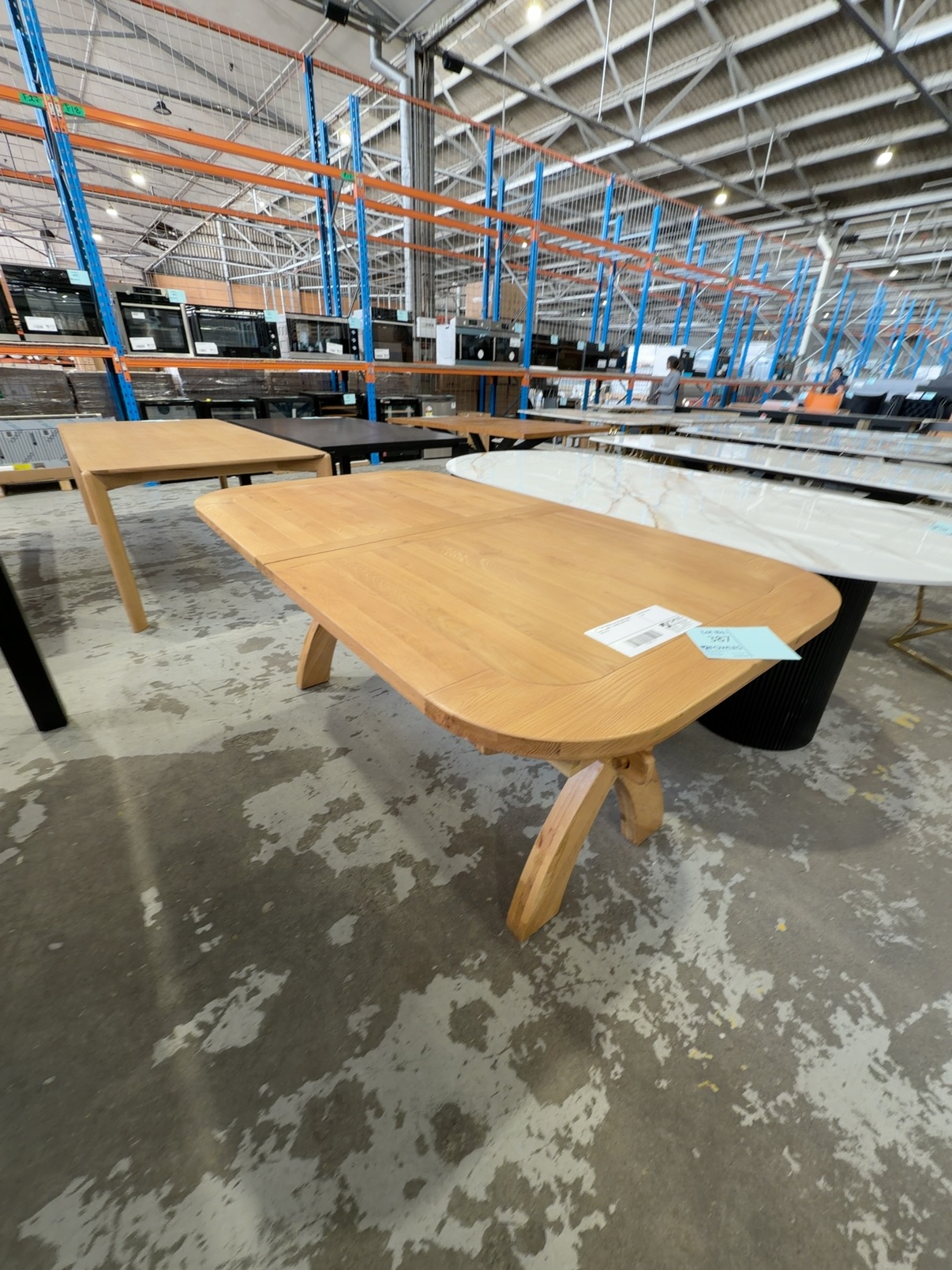 NEW TAHOE NATURAL OAK EXTENSION DINING TABLE, 1800MM - 2800MM, CROSS BASE, SOLD AS IS NEW TAHOE NATURAL OAK EXTENSION DINING TABLE, 1800MM - 2800MM, CROSS BASE, SOLD AS IS