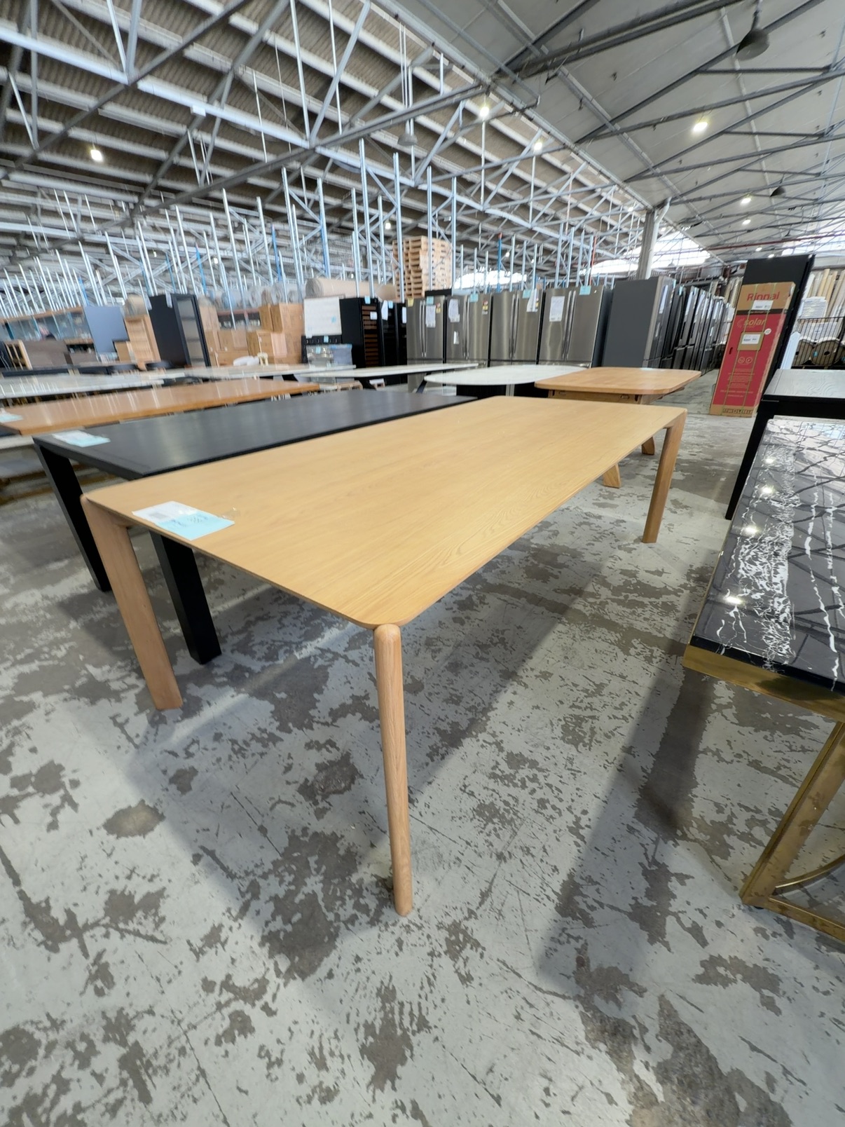 NEW ARIES 2400MM DINING TABLE, NATURAL OAK, SOLD AS IS NEW ARIES 2400MM DINING TABLE, NATURAL OAK, SOLD AS IS