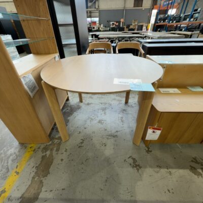 NEW ARIES 1200MM ROUND DINING TABLE, NATURAL OAK, SOLD AS IS NEW ARIES 1200MM ROUND DINING TABLE, NATURAL OAK, SOLD AS IS