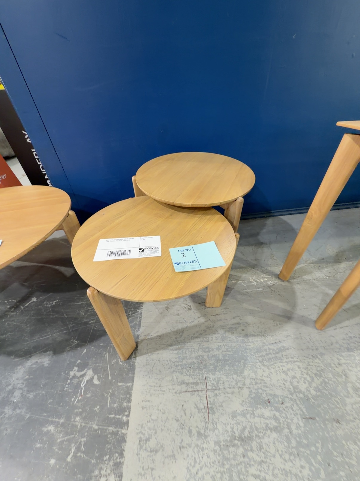 NEW ARIES NATURAL OAK, SET OF NESTING LAMP TABLES, (SET OF 2) SOLD AS IS NEW ARIES NATURAL OAK, SET OF NESTING LAMP TABLES, (SET OF 2) SOLD AS IS