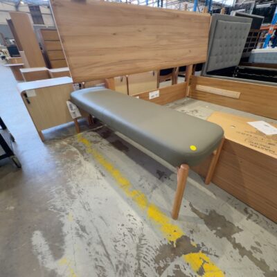 EX DISPLAY KINGSTON MESSMATE AND TAUPE LEATHER BED STOOL, SOLD AS IS EX DISPLAY KINGSTON MESSMATE AND TAUPE LEATHER BED STOOL, SOLD AS IS