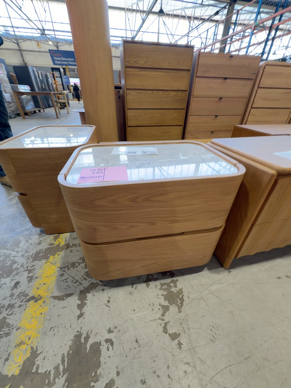 EX DISPLAY LEONARD CURVED AMERICAN OAK BEDSIDE WITH MARBLE TOP, SOLD AS IS EX DISPLAY LEONARD CURVED AMERICAN OAK BEDSIDE WITH MARBLE TOP, SOLD AS IS