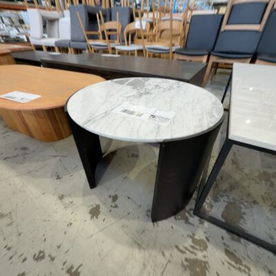 EX DISPLAY ARLO BLACK OAK ROUND LAMP TABLE, SOLD AS IS EX DISPLAY ARLO BLACK OAK ROUND LAMP TABLE, SOLD AS IS