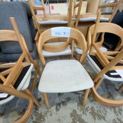 EX DISPLAY TEMPO NATURAL OAK DINING CHAIR WITH FABRIC SEAT, SOLD AS IS
