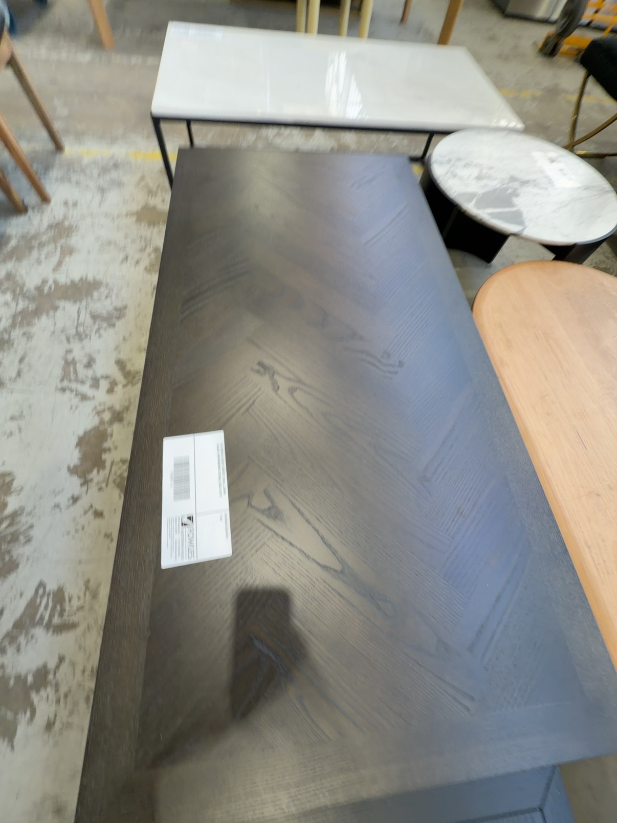 EX DISPLAY ADLEY COFFEE TABLE, JAPAN BLACK, HERRINGBONE DESIGN, SOLD AS IS EX DISPLAY ADLEY COFFEE TABLE, JAPAN BLACK, HERRINGBONE DESIGN, SOLD AS IS