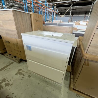 NEW AULIC LEONA 750MM FLOOR VANITY, WITH 2 DRAWERS, AND ALPINE WHITE STONE TOP WITH UNDERMOUNT BASIN RRP$1287 CA15-750-ST86 NEW AULIC LEONA 750MM FLOOR VANITY, WITH 2 DRAWERS, AND ALPINE WHITE STONE TOP WITH UNDERMOUNT BASIN RRP$1287 CA15-750-ST86