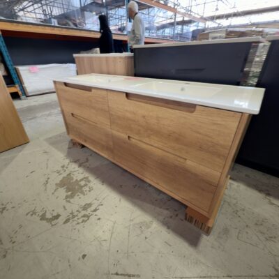 NEW 1500MM DOUBLE WALL HUNG AULIC MORENO TIMBER VANITY WITH CRYSTAL CERAMIC TOP RRP$2199 CAWH51-1500-CT28