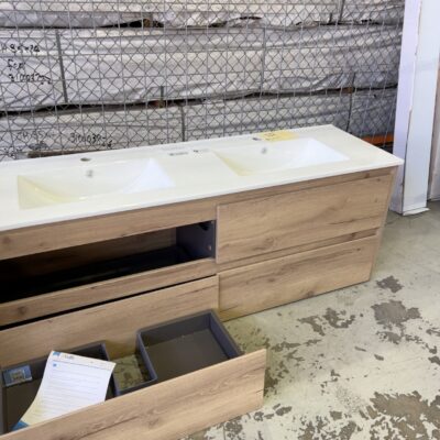 NEW AULIC MAX 1500MM DOUBLE BOWL WALL HUNG VANITY, CERAMIC DOUBLE BOWL RRP$2790 CAWH10-1500D-CT28 **DAMAGED CABINET, DRAWERS NEED FIXING, SOLD AS IS** NEW AULIC MAX 1500MM DOUBLE BOWL WALL HUNG VANITY, CERAMIC DOUBLE BOWL RRP$2790 CAWH10-1500D-CT28 **DAMAGED CABINET, DRAWERS NEED FIXING, SOLD AS IS**