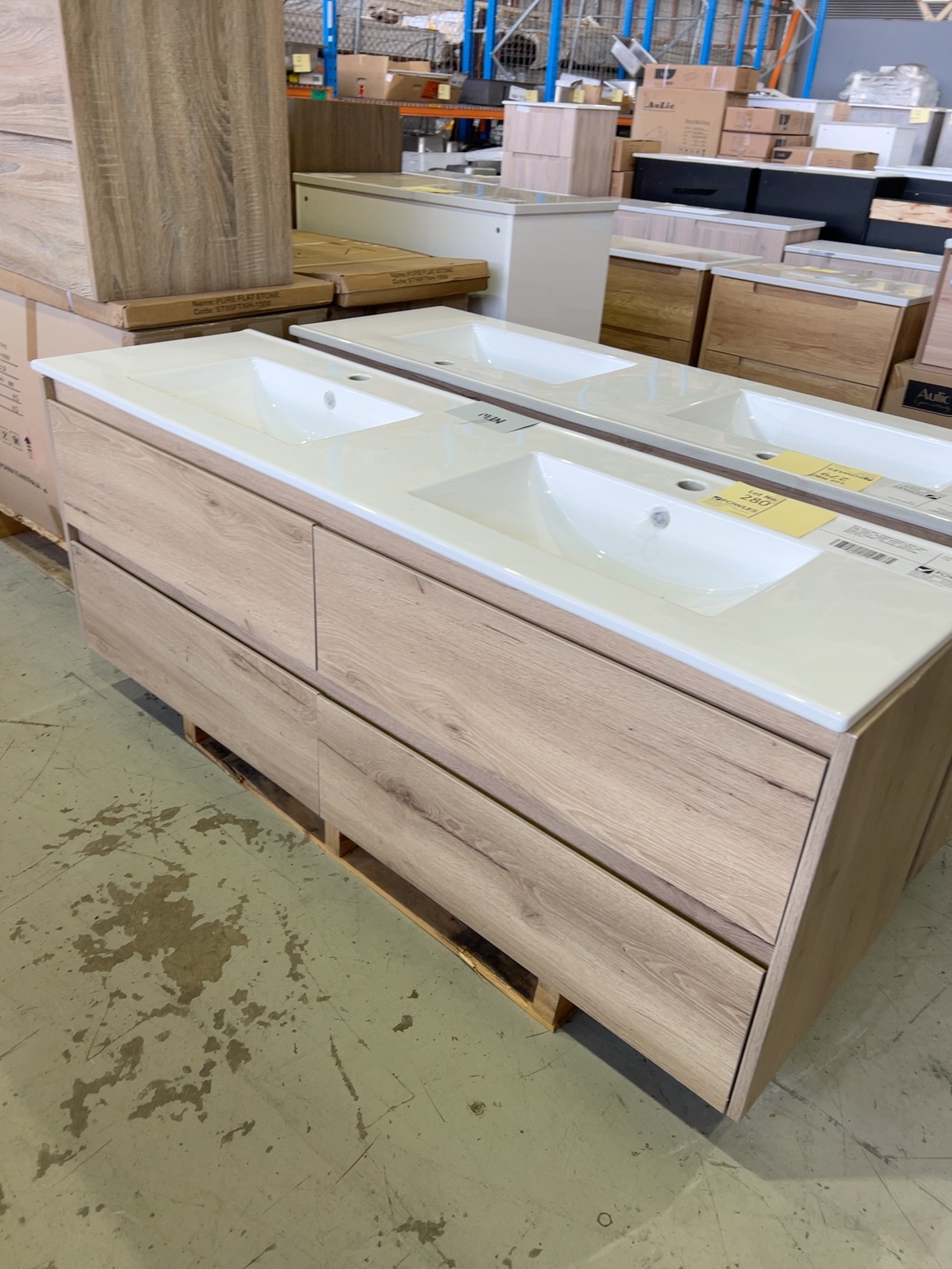 NEW AULIC MAX 1500MM DOUBLE BOWL WALL HUNG VANITY, CERAMIC DOUBLE BOWL RRP$2790 CAWH10-1500D-CT28 **SLIGHTLY DAMAGED CABINET, DRAWERS NEED FIXING, SOLD AS IS** NEW AULIC MAX 1500MM DOUBLE BOWL WALL HUNG VANITY, CERAMIC DOUBLE BOWL RRP$2790 CAWH10-1500D-CT28 **SLIGHTLY DAMAGED CABINET, DRAWERS NEED FIXING, SOLD AS IS**