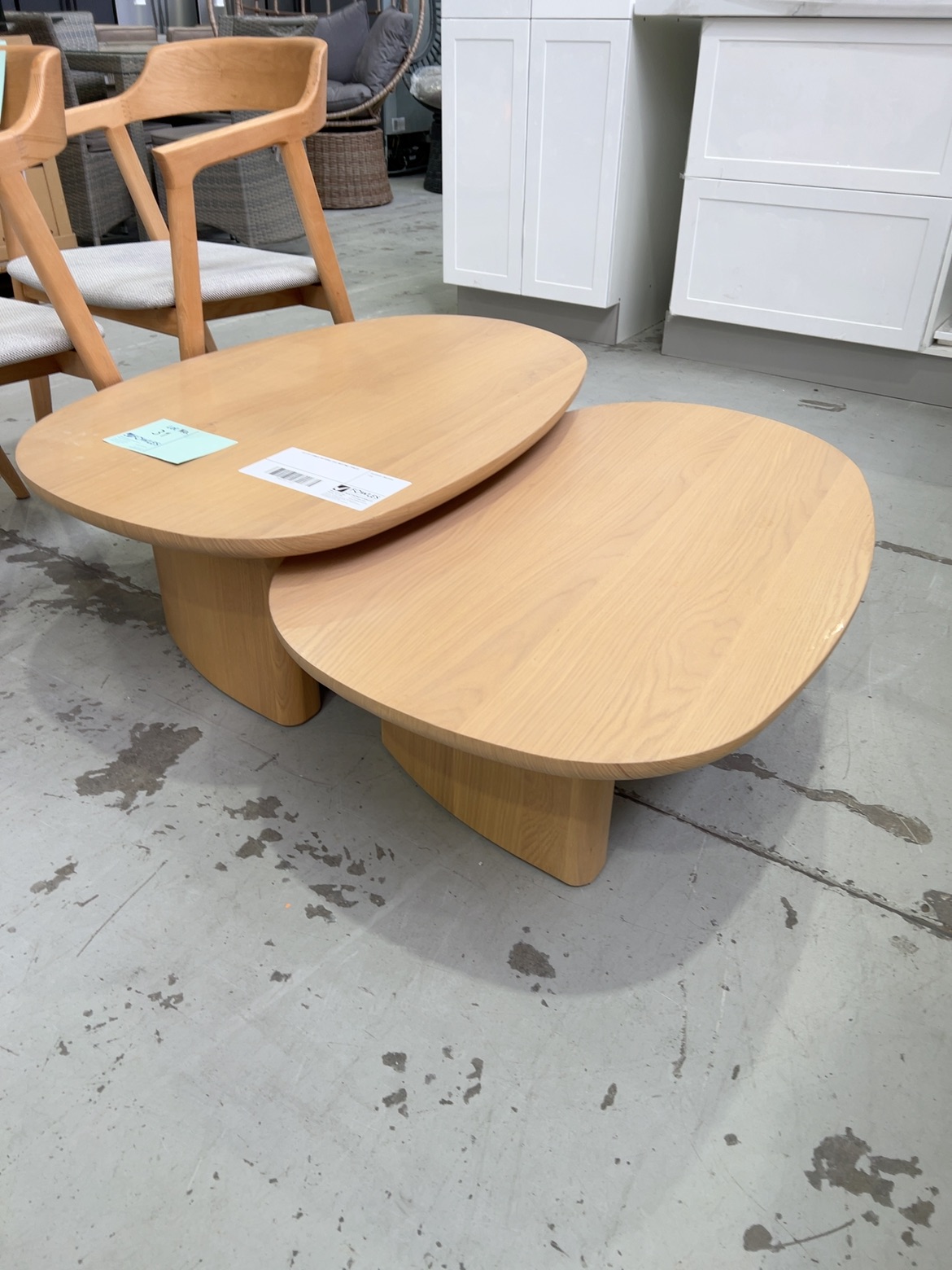 SET OF JAMES NATURAL OAK NESTING TABLES SET OF JAMES NATURAL OAK NESTING TABLES