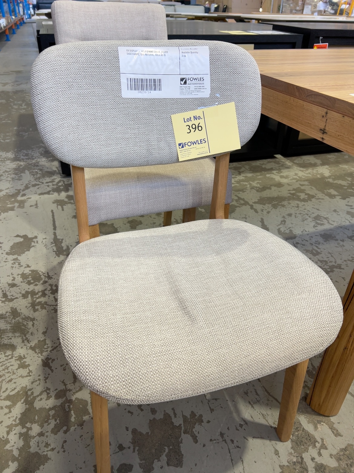 EX DISPLAY - ARLO DINING CHAIR, SILVER SAGE FABRIC, OAK NATURAL, SOLD AS IS EX DISPLAY - ARLO DINING CHAIR, SILVER SAGE FABRIC, OAK NATURAL, SOLD AS IS