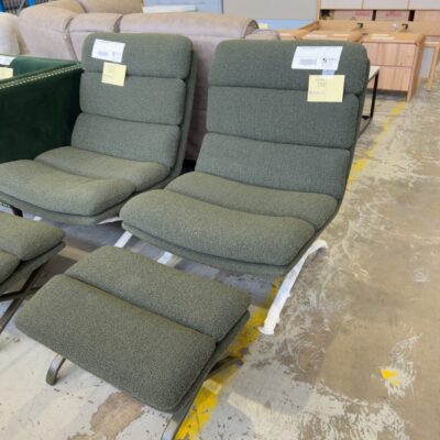 EX DISPLAY - MILLER OCCASIONAL CHAIR & OTTOMAN, EVERGREEN FABRIC EX DISPLAY - MILLER OCCASIONAL CHAIR & OTTOMAN, EVERGREEN FABRIC