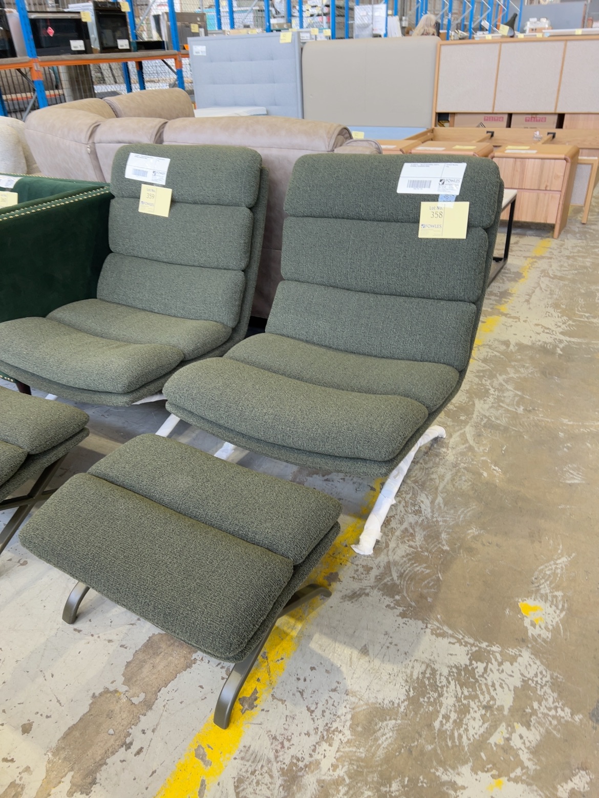 EX DISPLAY - MILLER OCCASIONAL CHAIR & OTTOMAN, EVERGREEN FABRIC EX DISPLAY - MILLER OCCASIONAL CHAIR & OTTOMAN, EVERGREEN FABRIC