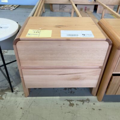 EX HIRE LENA MESSMATE BEDSIDE TABLE, SOLD AS IS