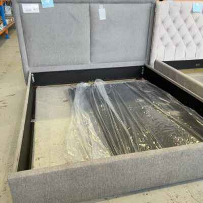 EX DISPLAY BENTLY GREY KING BEDFRAME, **NOTE NO GAS LIFT SUPPLIED, LEFT SIDE RAIL, BRACKET UPSIDE DOWN, SOLD AS IS** EX DISPLAY BENTLY GREY KING BEDFRAME, **NOTE NO GAS LIFT SUPPLIED, LEFT SIDE RAIL, BRACKET UPSIDE DOWN, SOLD AS IS**