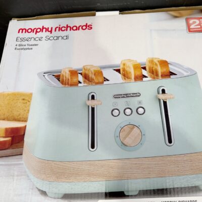 DAMAGED BOX STOCK - MORPHY RICHARDS ESSENCE SCANDI 4 SLICE TOASTER, EUCALYPTUS, MREST44EU, 3 MONTH WARRANTY RRP$109.00 DAMAGED BOX STOCK - MORPHY RICHARDS ESSENCE SCANDI 4 SLICE TOASTER, EUCALYPTUS, MREST44EU, 3 MONTH WARRANTY RRP$109.00