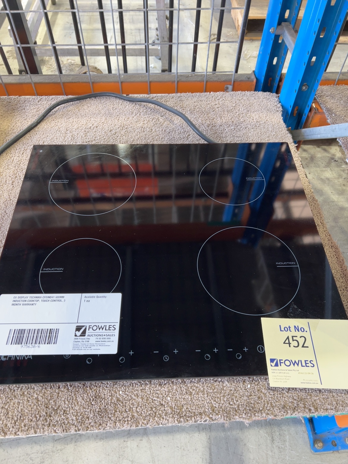 EX DISPLAY TECHNIKA CFEIND41 600MM INDUCTION COOKTOP, TOUCH CONTROL, 3 MONTH WARRANTY EX DISPLAY TECHNIKA CFEIND41 600MM INDUCTION COOKTOP, TOUCH CONTROL, 3 MONTH WARRANTY