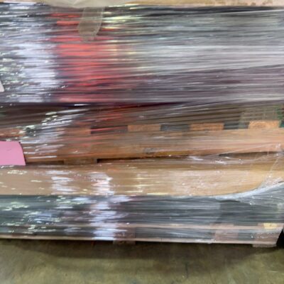 VARIOUS ACRYLIC PANELS- 2440X1220X6MM SILVER X 8 SHEETS, BLACK X 64 SHEETS, PURPLE X 40 SHEETS AND 2440X1220X4MM BLACK X 15 SHEETS-(THIS LOT IS OVER 2 PALLETS)