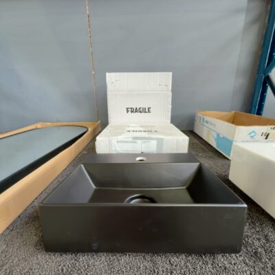 NEW STUDIO BAGNO SPY 40 MATTE BLACK BENCH OR WALL BASIN SPY40/1MB RRP$899 NEW STUDIO BAGNO SPY 40 MATTE BLACK BENCH OR WALL BASIN SPY40/1MB RRP$899