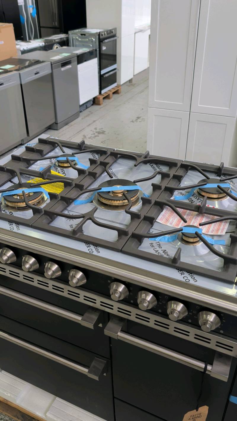 NEW STEEL AQ10SFFD4MANN ASCOT 100CM ANTHRACITE DUAL FUEL FREESTANDING OVEN WITH CHROME TRIM, 5 SOLID BRASS BURNERS INCLUDING MEGA WOK BURNER, 3 OVENS - 1 X 70 LITRE STEAM, 1 X 34 LITRE PIZZA & 1 X 39 LITRE 4 FUNCTION OVEN, COMMERCIAL GRADE SHELVING, HAND BUILT IN ITALY RRP$17,499 WITH 12 MONTH WARRANTY NEW STEEL AQ10SFFD4MANN ASCOT 100CM ANTHRACITE DUAL FUEL FREESTANDING OVEN WITH CHROME TRIM, 5 SOLID BRASS BURNERS INCLUDING MEGA WOK BURNER, 3 OVENS - 1 X 70 LITRE STEAM, 1 X 34 LITRE PIZZA & 1 X 39 LITRE 4 FUNCTION OVEN, COMMERCIAL GRADE SHELVING, HAND BUILT IN ITALY RRP$17,499 WITH 12 MONTH WARRANTY