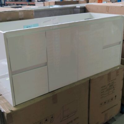 NEW 1200MM SINGLE BOWL VANITY CABINET ONLY, WHITE GLOSS, 44-BC-WHW-1200 NEW 1200MM SINGLE BOWL VANITY CABINET ONLY, WHITE GLOSS, 44-BC-WHW-1200