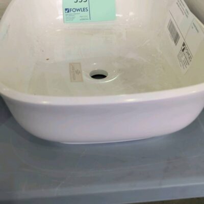 EX SHOWROOM DISPLAY - VICTORIA & ALBERT AMIATA 60 BASIN, GLOSS WHITE, LIMESTONE & RESIN RRP$940