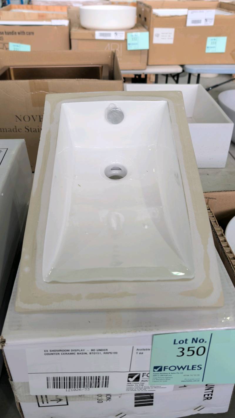 EX SHOWROOM DISPLAY - BO UNDER COUNTER CERAMIC BASIN, BTO151, RRP$199 EX SHOWROOM DISPLAY - BO UNDER COUNTER CERAMIC BASIN, BTO151, RRP$199
