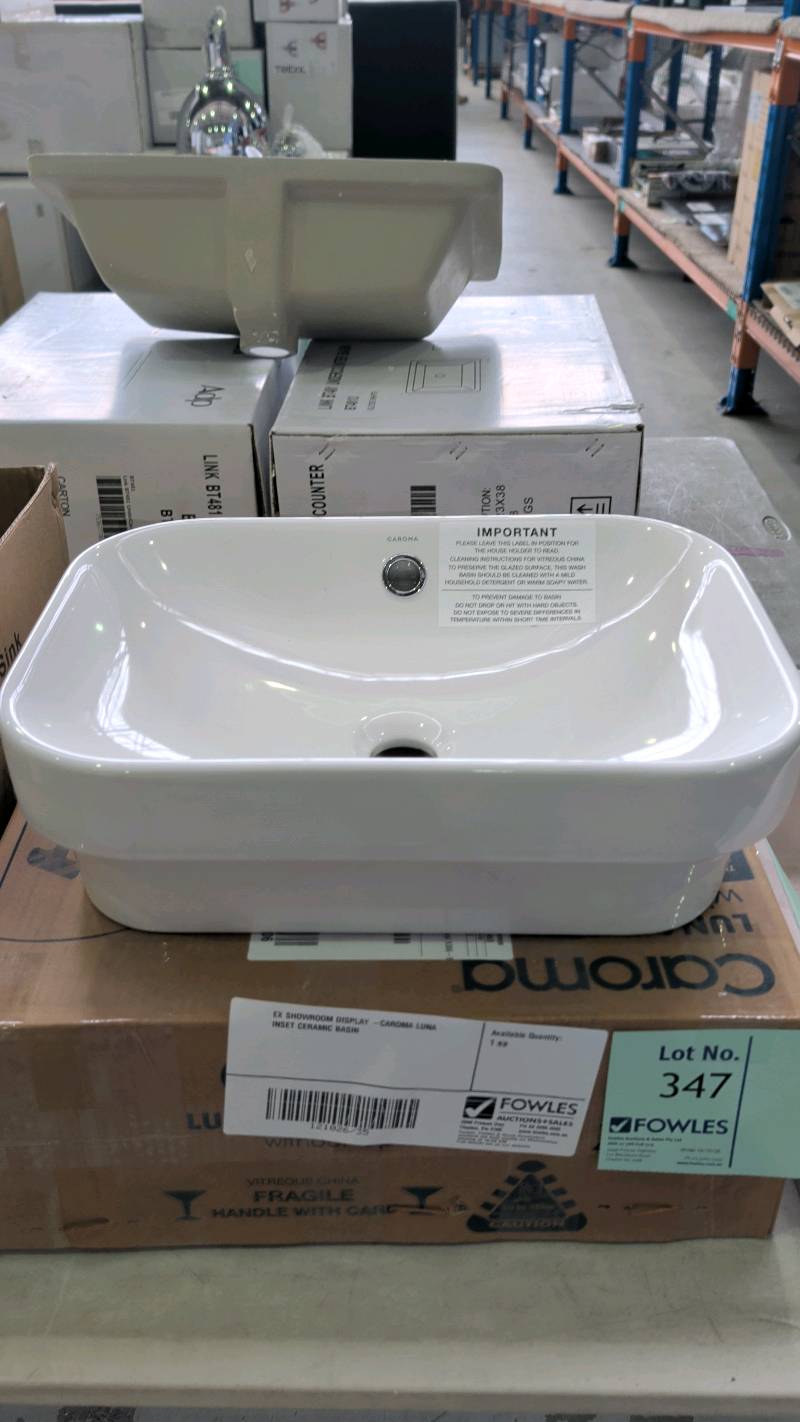 EX SHOWROOM DISPLAY -CAROMA LUNA INSET CERAMIC BASIN EX SHOWROOM DISPLAY -CAROMA LUNA INSET CERAMIC BASIN