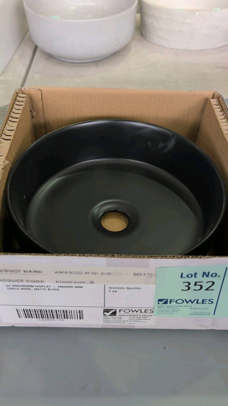 EX SHOWROOM DISPLAY - AMAROO MINI CIRCLE BOWL, MATTE BLACK EX SHOWROOM DISPLAY - AMAROO MINI CIRCLE BOWL, MATTE BLACK
