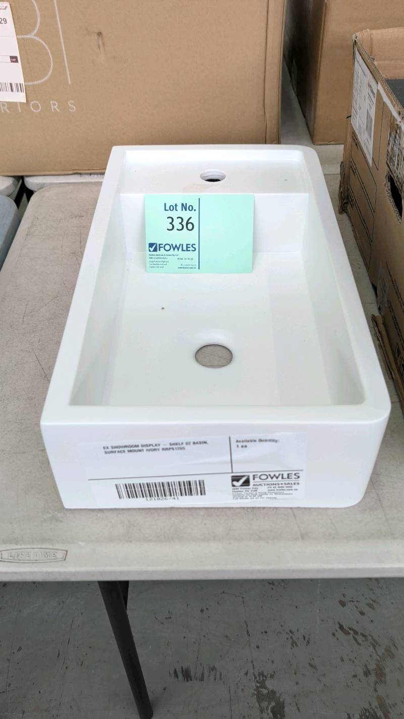 EX SHOWROOM DISPLAY - SHELF 02 BASIN, SURFACE MOUNT IVORY RRP$1265 EX SHOWROOM DISPLAY - SHELF 02 BASIN, SURFACE MOUNT IVORY RRP$1265