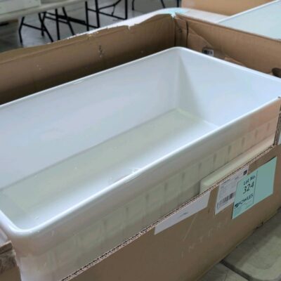 EX SHOWROOM DISPLAY - HARTLEY SINGLE FARMHOUSE FIRECLAY SINK, GLOSS WHITE 16228, RRP$800 EX SHOWROOM DISPLAY - HARTLEY SINGLE FARMHOUSE FIRECLAY SINK, GLOSS WHITE 16228, RRP$800