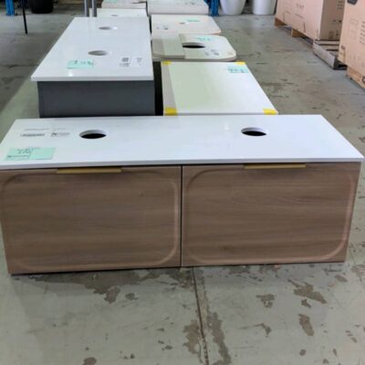 EX SHOWROOM DISPLAY - CASSA CICERO 1200MM NATURAL OAK WALL HUNG VANITY STONE TOP, CIC1200WH RRP$1427 EX SHOWROOM DISPLAY - CASSA CICERO 1200MM NATURAL OAK WALL HUNG VANITY STONE TOP, CIC1200WH RRP$1427