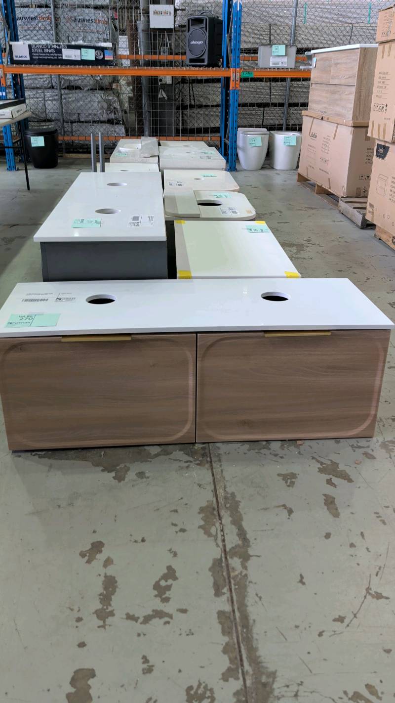 EX SHOWROOM DISPLAY - CASSA CICERO 1200MM NATURAL OAK WALL HUNG VANITY STONE TOP, CIC1200WH RRP$1427 EX SHOWROOM DISPLAY - CASSA CICERO 1200MM NATURAL OAK WALL HUNG VANITY STONE TOP, CIC1200WH RRP$1427