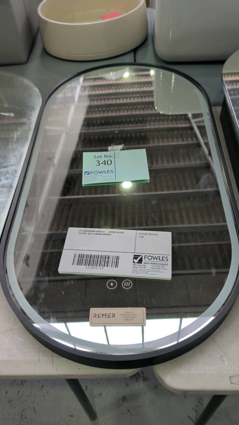 EX SHOWROOM DISPLAY - REMER BLACK GATSBY 900 X 450MM MIRROR EX SHOWROOM DISPLAY - REMER BLACK GATSBY 900 X 450MM MIRROR