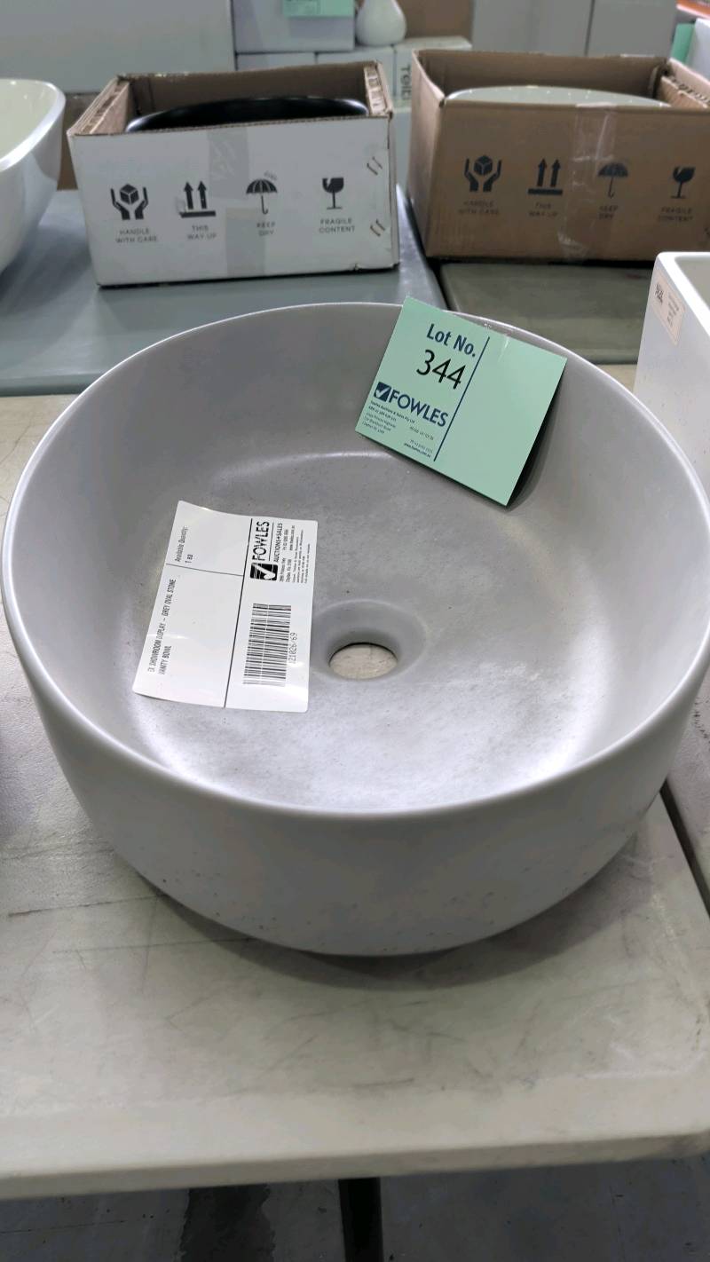 EX SHOWROOM DISPLAY - GREY OVAL STONE VANITY BOWL EX SHOWROOM DISPLAY - GREY OVAL STONE VANITY BOWL
