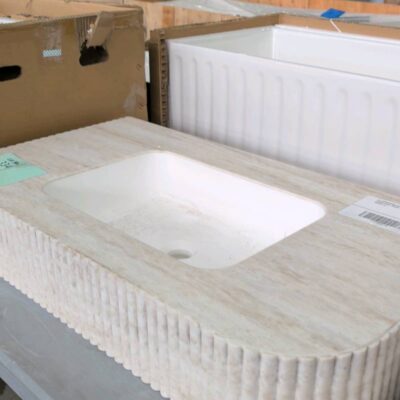 EX SHOWROOM DISPLAY - IMPERIAL FLUTED STONE WALL BASIN 1200MM TOPSIMP1200 RRP$2119 EX SHOWROOM DISPLAY - IMPERIAL FLUTED STONE WALL BASIN 1200MM TOPSIMP1200 RRP$2119