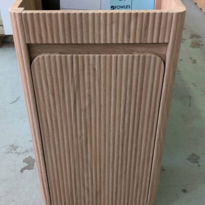 EX SHOWROOM DISPLAY - FLUTED 450MM FLOOR VANITY CABINET ONLY, POWDER ROOM SOLD AS IS