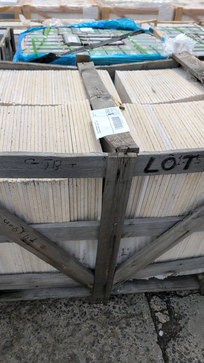 PALLET OF CREMA SIENA LIMESTONE TILE SANDBLASTED 610MM X 406MM X 12MM PALLET OF CREMA SIENA LIMESTONE TILE SANDBLASTED 610MM X 406MM X 12MM