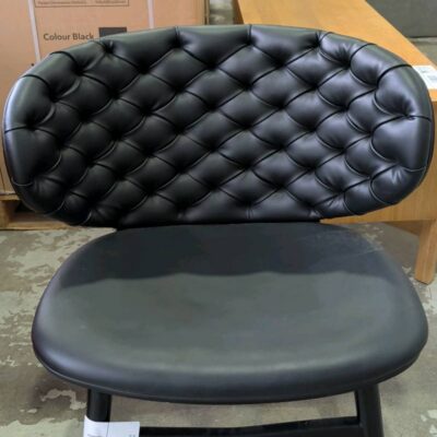 EX STAGING - BLACK PU ARMCHAIR, SOLD AS IS