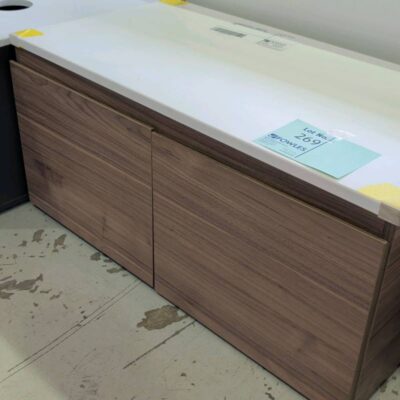 EX SHOWROOM DISPLAY - 1200MM WALL HUNG VANITY WITH WHITE STONE TOP SOLD AS IS EX SHOWROOM DISPLAY - 1200MM WALL HUNG VANITY WITH WHITE STONE TOP SOLD AS IS