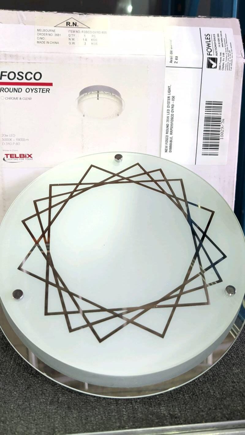 NEW FOSCO ROUND 20W LED OYSTER LIGHT, DIMMABLE, RRP$99 FOSCO OYRD-850 NEW FOSCO ROUND 20W LED OYSTER LIGHT, DIMMABLE, RRP$99 FOSCO OYRD-850