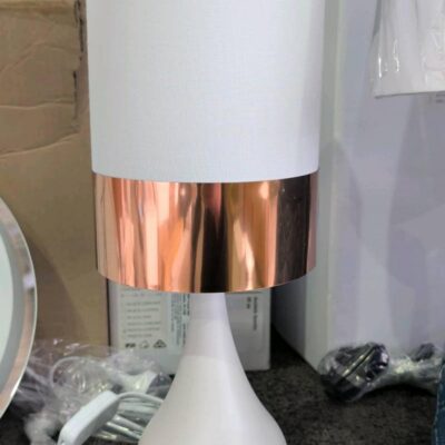 NEW AKIRA WHITE & CHROME TABLE LAMP RRP$59 NEW AKIRA WHITE & CHROME TABLE LAMP RRP$59