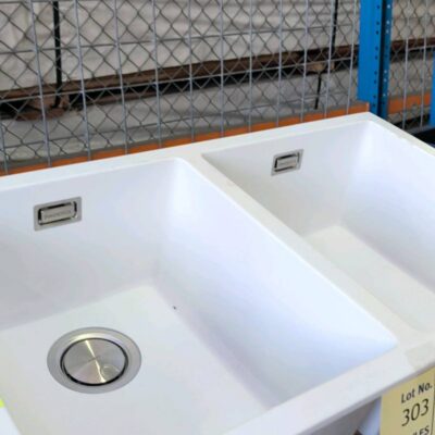 EX SHOWROOM DISPLAY - UNDERMOUNT PHOENIX WHITE DOUBLE BOWL SINK