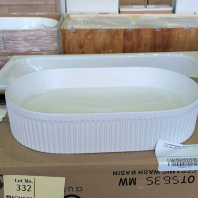 EX SHOWROOM DISPLAY - OTTI MATTE WHITE FLUTED BOWL, OVAL SOLD AS IS EX SHOWROOM DISPLAY - OTTI MATTE WHITE FLUTED BOWL, OVAL SOLD AS IS