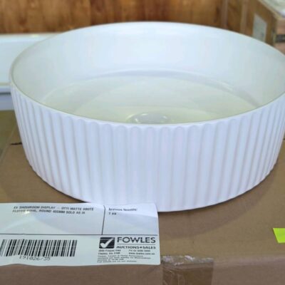 EX SHOWROOM DISPLAY - OTTI MATTE WHITE FLUTED BOWL, ROUND 400MM SOLD AS IS