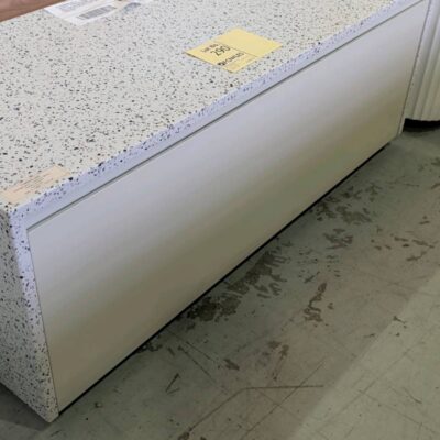 EX SHOWROOM DISPLAY - TIMBERLINE AINSWORTH 1200MM WALL HUNG VANITY, SINGLE BEVELLED EDGE DRAWER, TERRAZZO STONE TOP WITH WATERFALL SIDES, SOLD AS IS RRP$3360