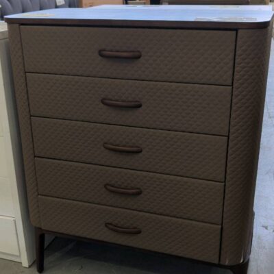 EX DISPLAY - ELEGANT TALLBOY - LEATHER & OAK, RRP$1299 SOLD AS IS EX DISPLAY - ELEGANT TALLBOY - LEATHER & OAK, RRP$1299 SOLD AS IS