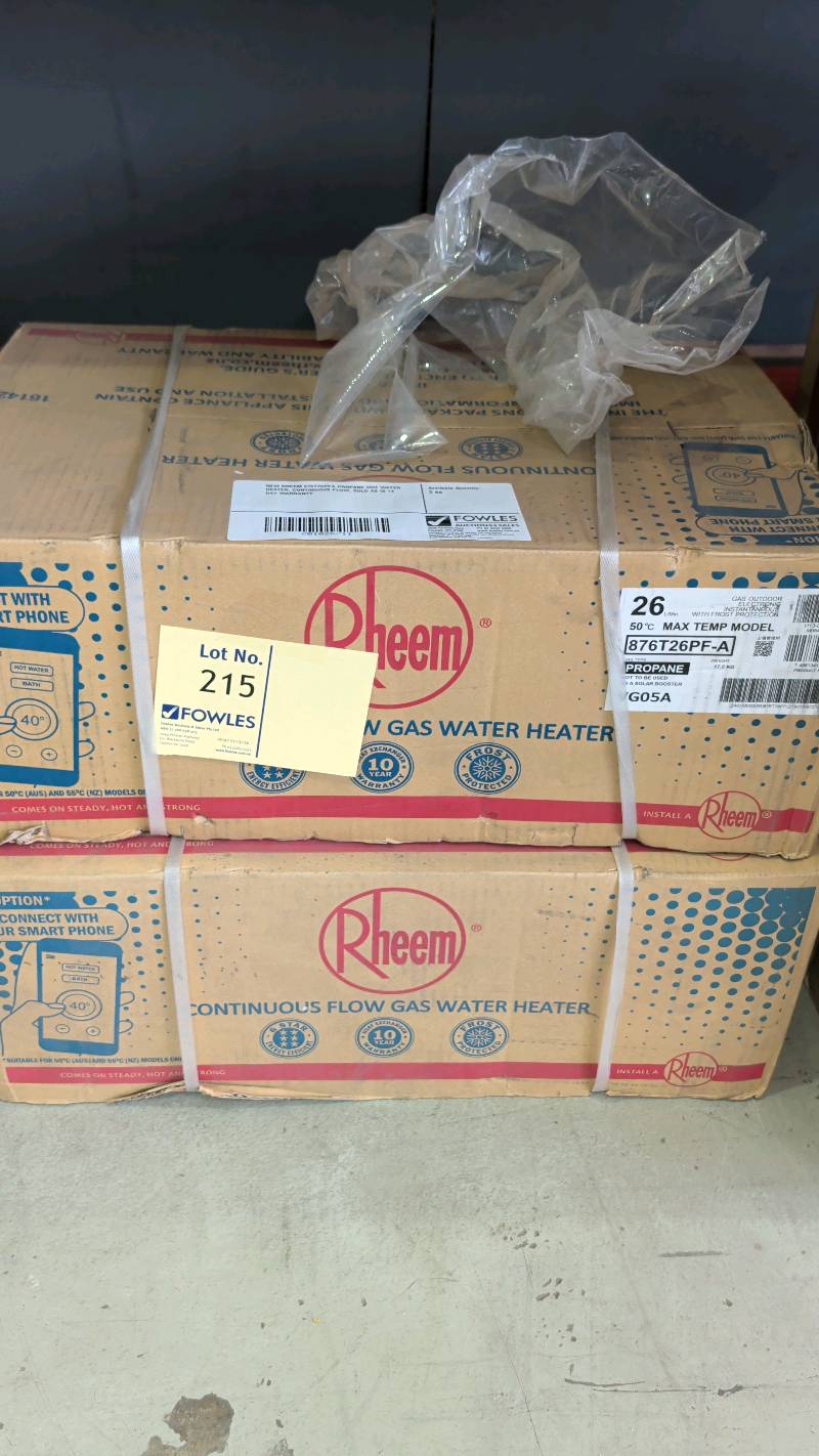 NEW RHEEM 876T26PFA PROPANE HOT WATER HEATER, CONTINUOUS FLOW, SOLD AS IS 14 DAY WARRANTY NEW RHEEM 876T26PFA PROPANE HOT WATER HEATER, CONTINUOUS FLOW, SOLD AS IS 14 DAY WARRANTY