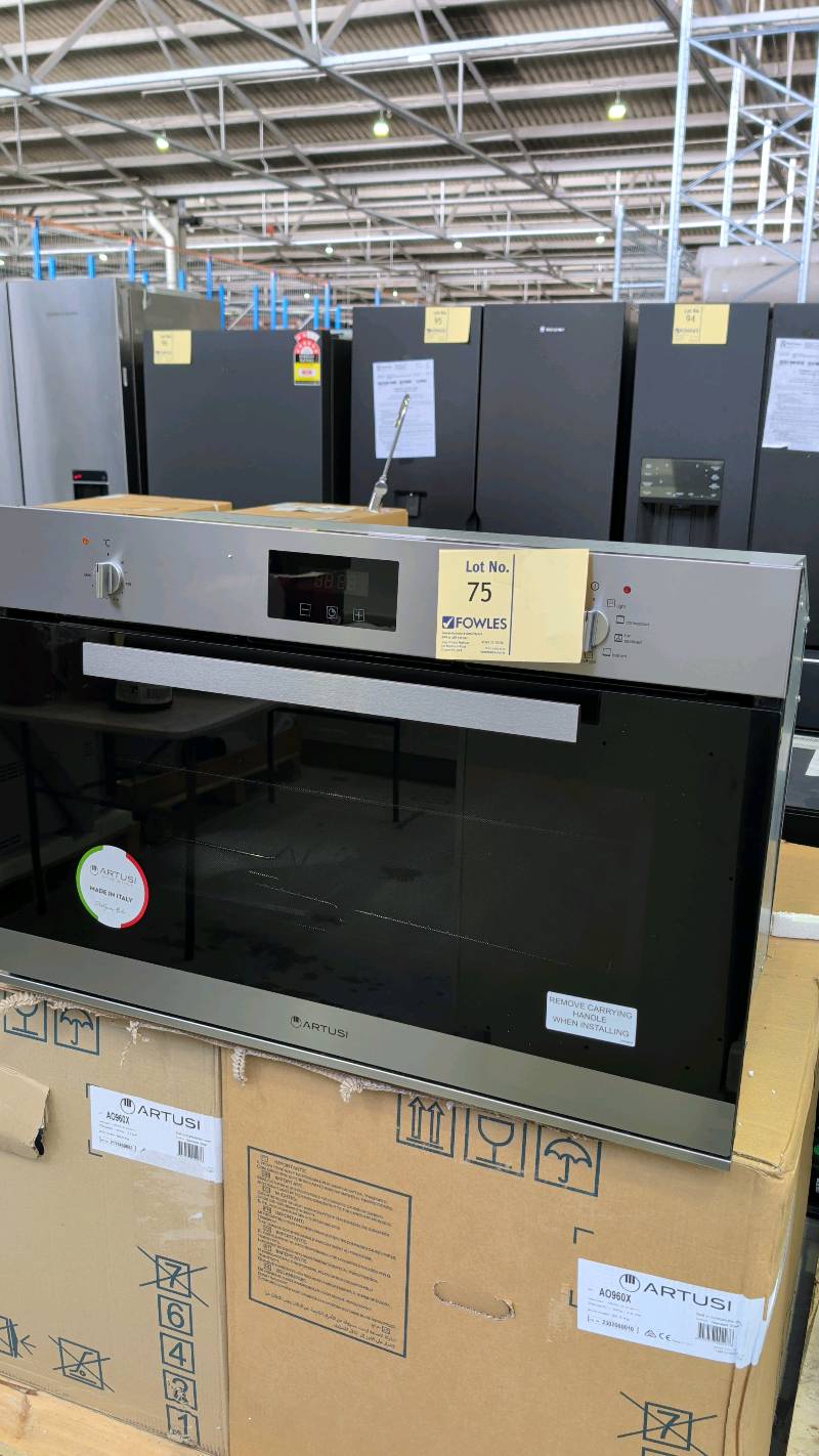NEW ARTUSI AO960X S/STEEL 900MM ELECTRIC OVEN, 9 FUNCTIONS INCLUDING PIZZA, ELECTRONIC TOUCH CONTROLS, TRIPLE GLAZED DOOR WITH 14 DAY WARRANTY NEW ARTUSI AO960X S/STEEL 900MM ELECTRIC OVEN, 9 FUNCTIONS INCLUDING PIZZA, ELECTRONIC TOUCH CONTROLS, TRIPLE GLAZED DOOR WITH 14 DAY WARRANTY
